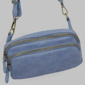 Joy Susan Purse Kylie Double Zip Sling Belt Bag Sky Blue